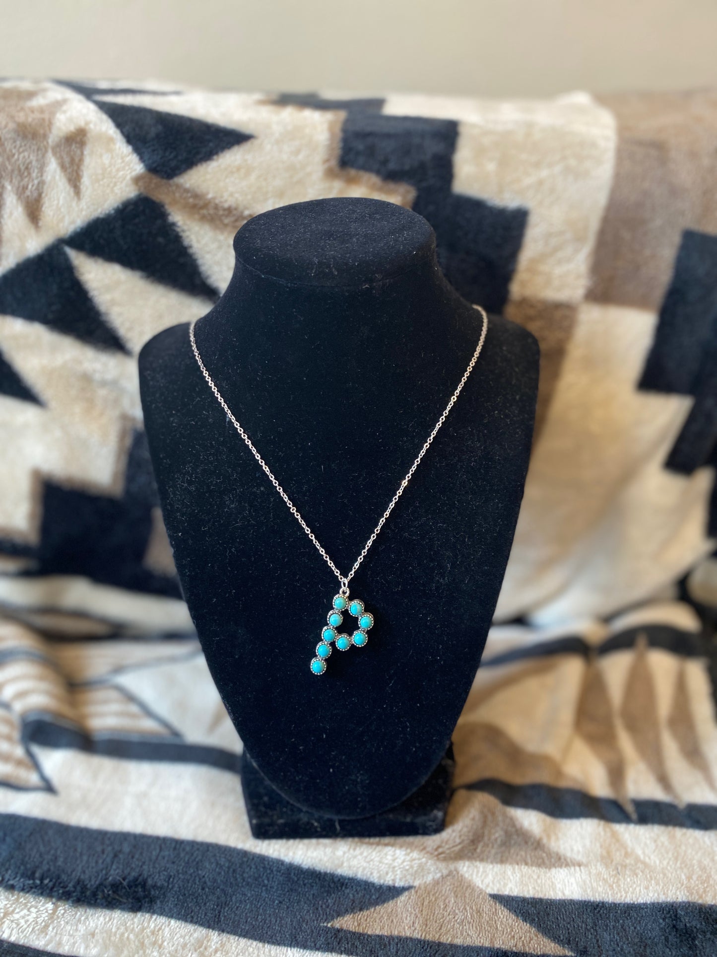 Turquoise Beaded Letter Necklace