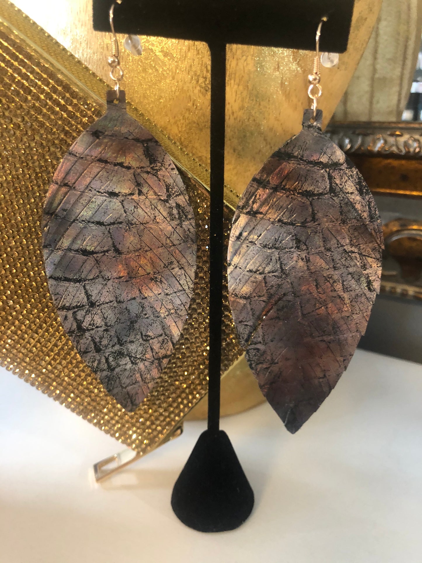 Leather Feather Earrings