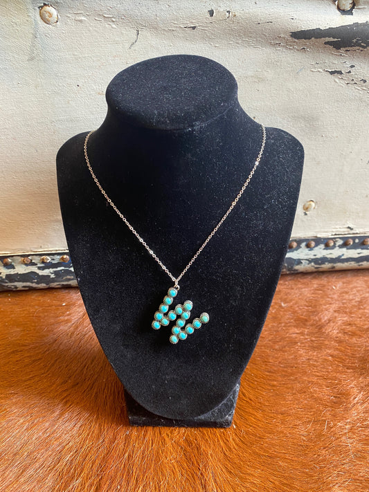 Turquoise Beaded Letter Necklace