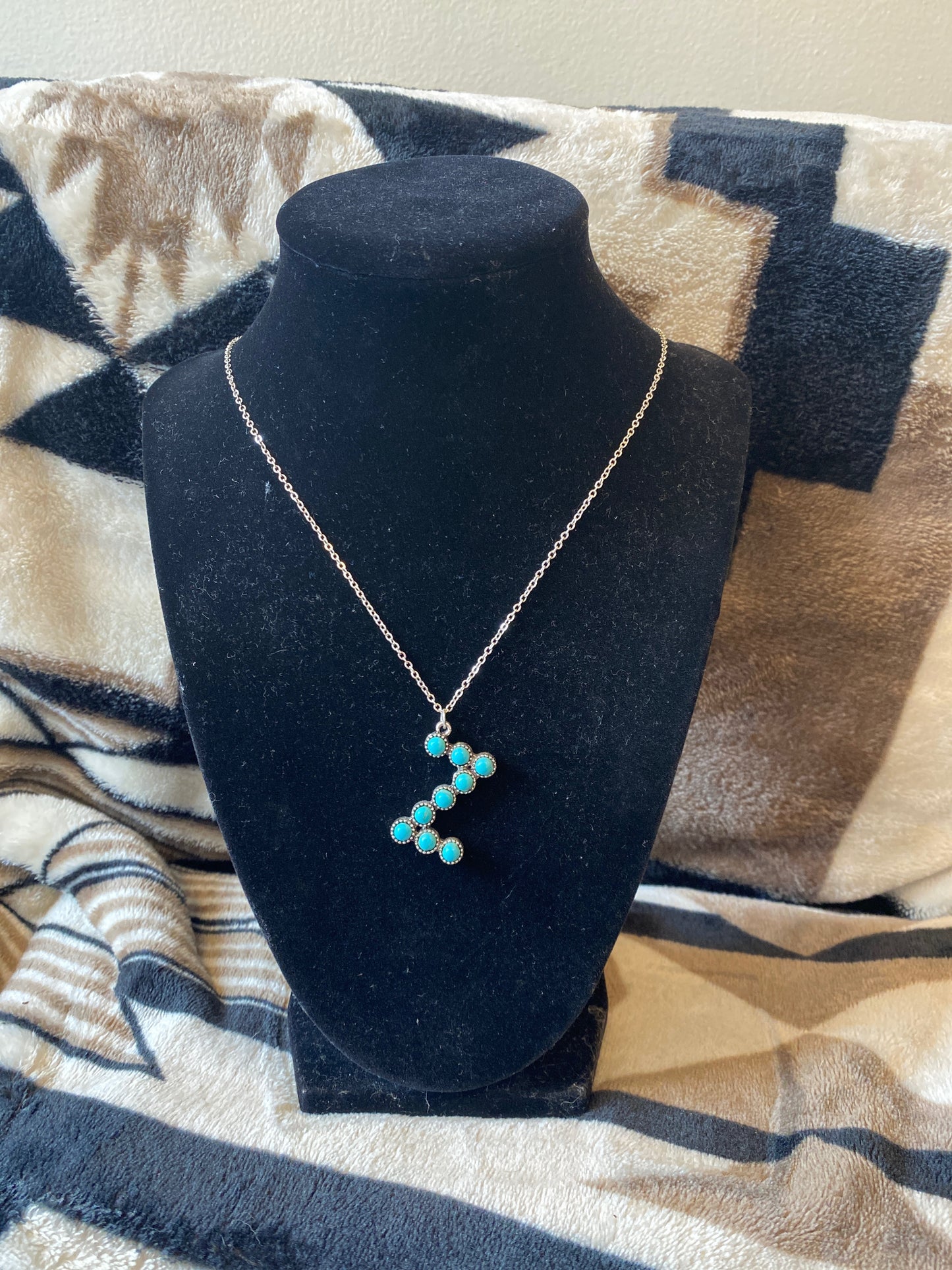 Turquoise Beaded Letter Necklace