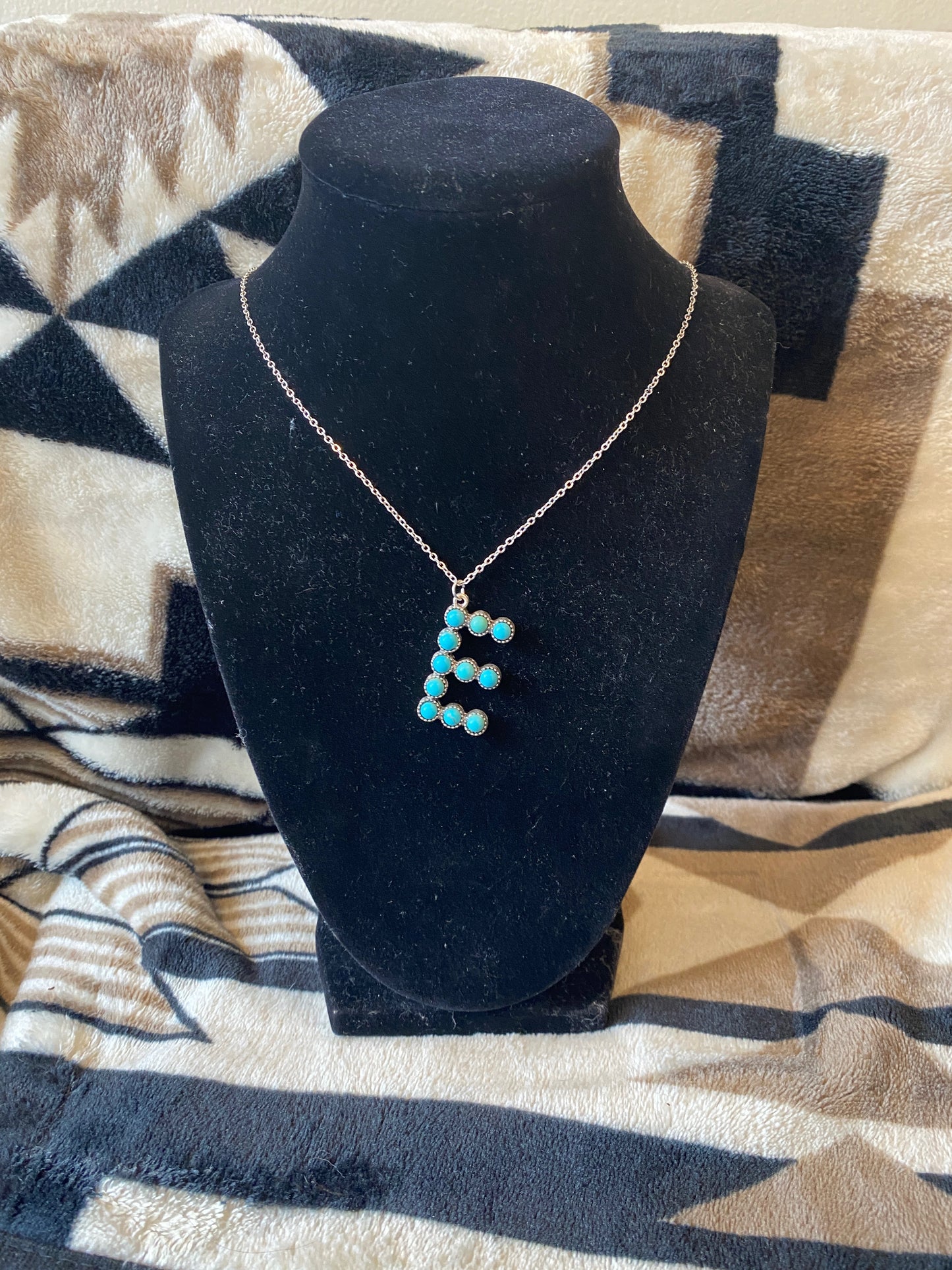 Turquoise Beaded Letter Necklace