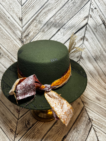 Olive & Turquoise Custom Felt Hat