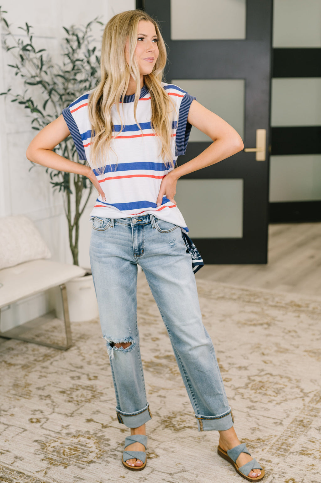 National Beauty Sleeveless Striped Top