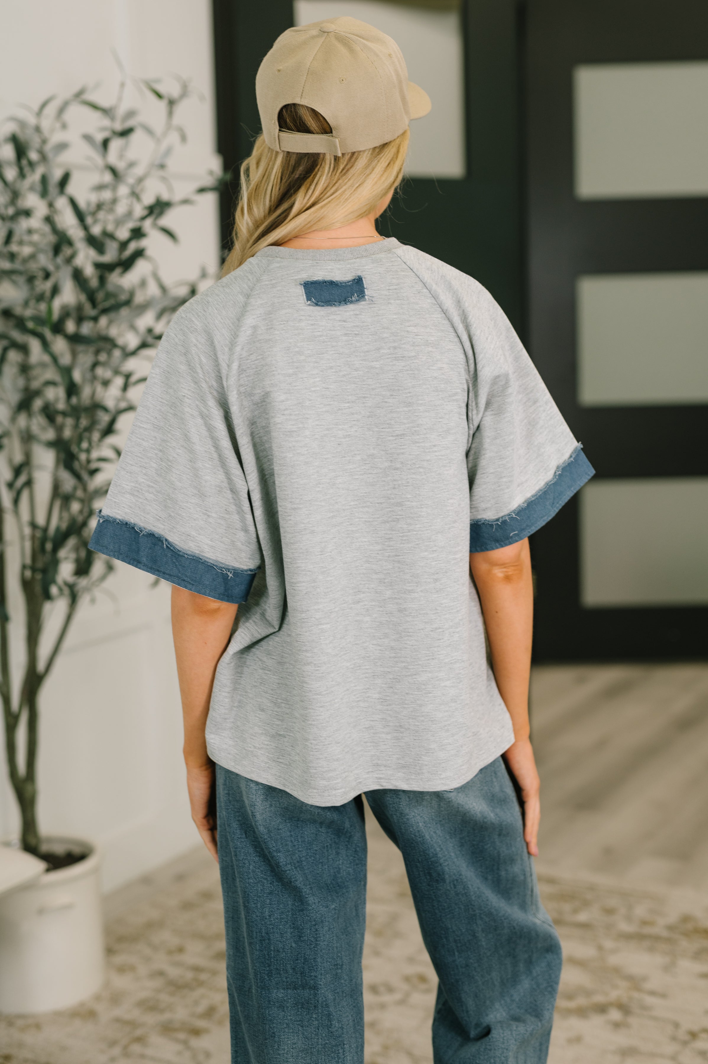 Star Stud Distressed Applique Top