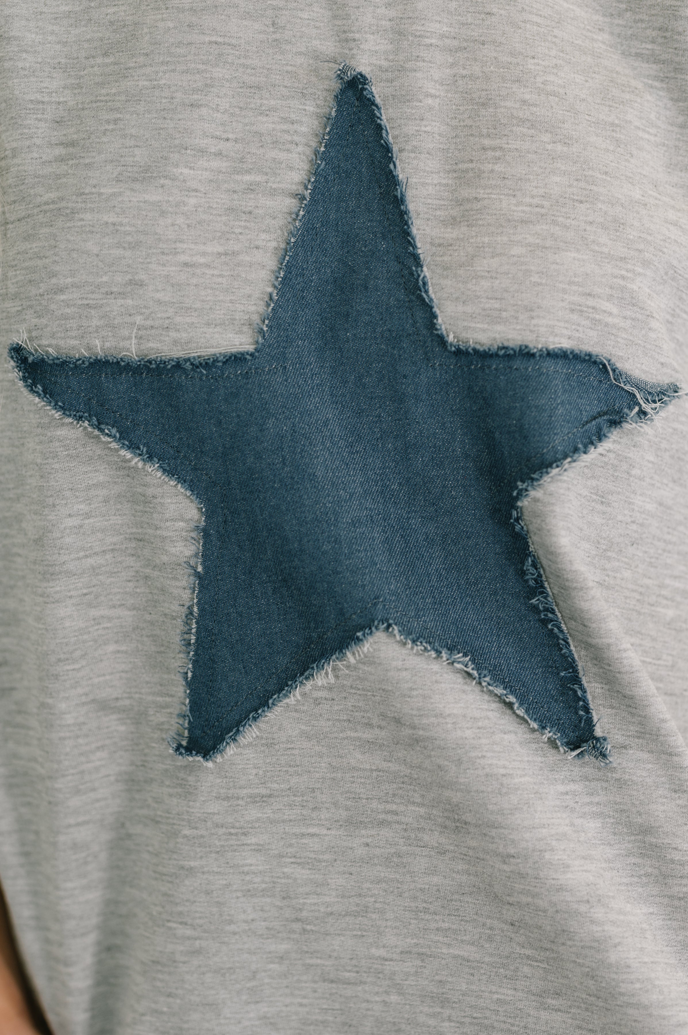 Star Stud Distressed Applique Top