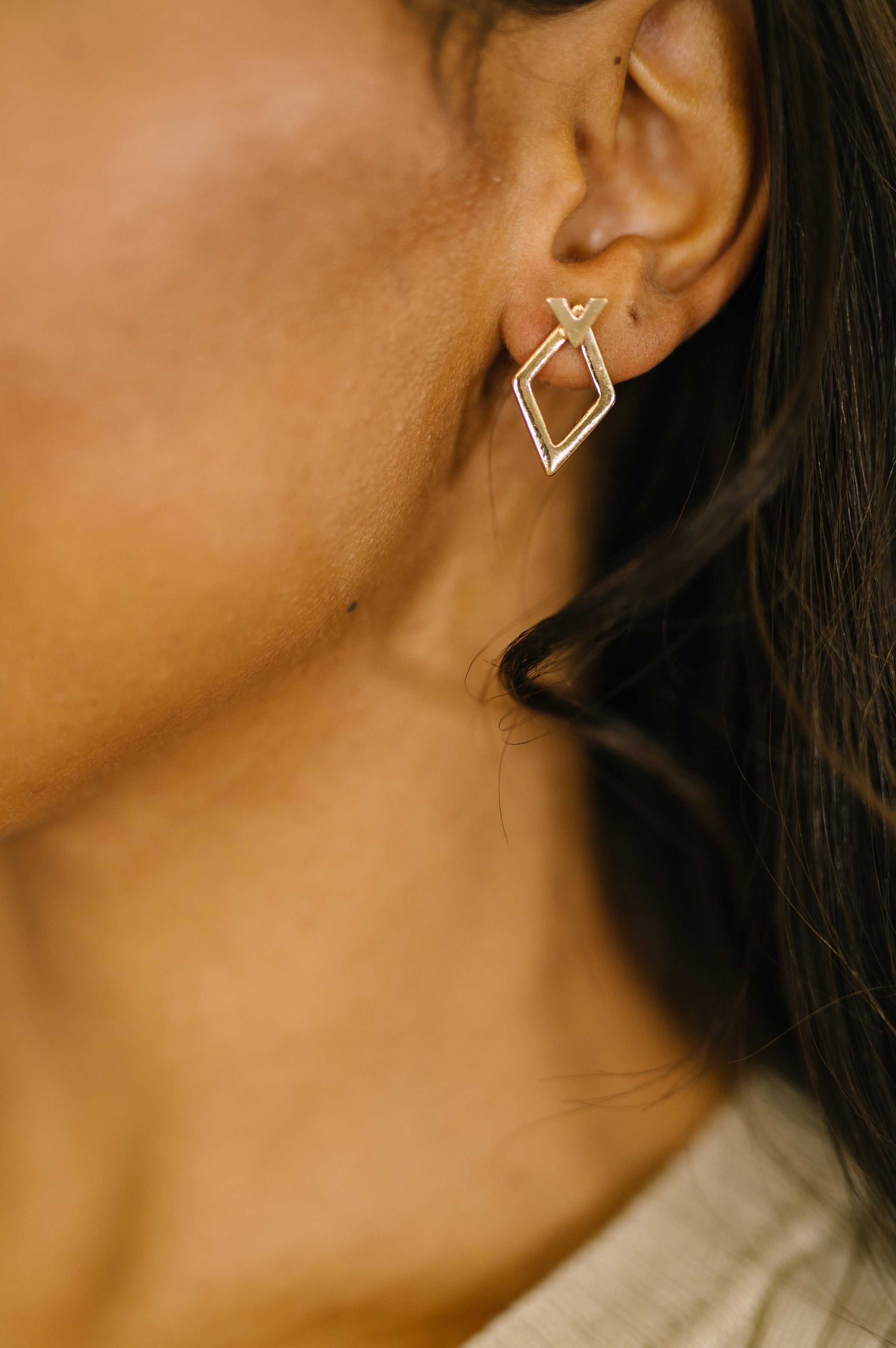 Steal Your Breath Geometric Rhombus Stud Earrings