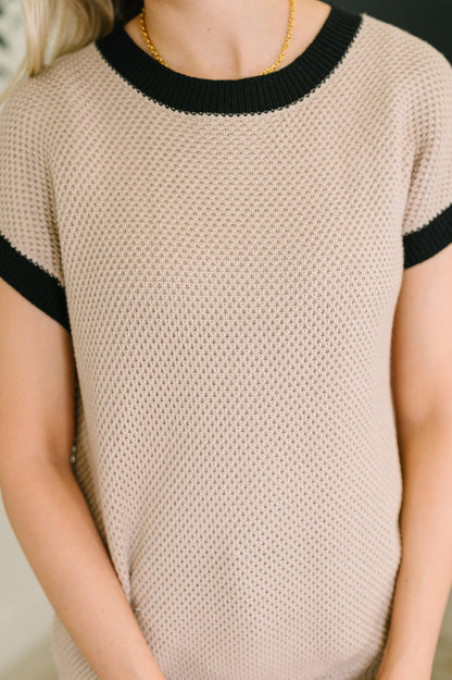 Sure Seems Sweet Contrast Trim Sleeveless Sweater