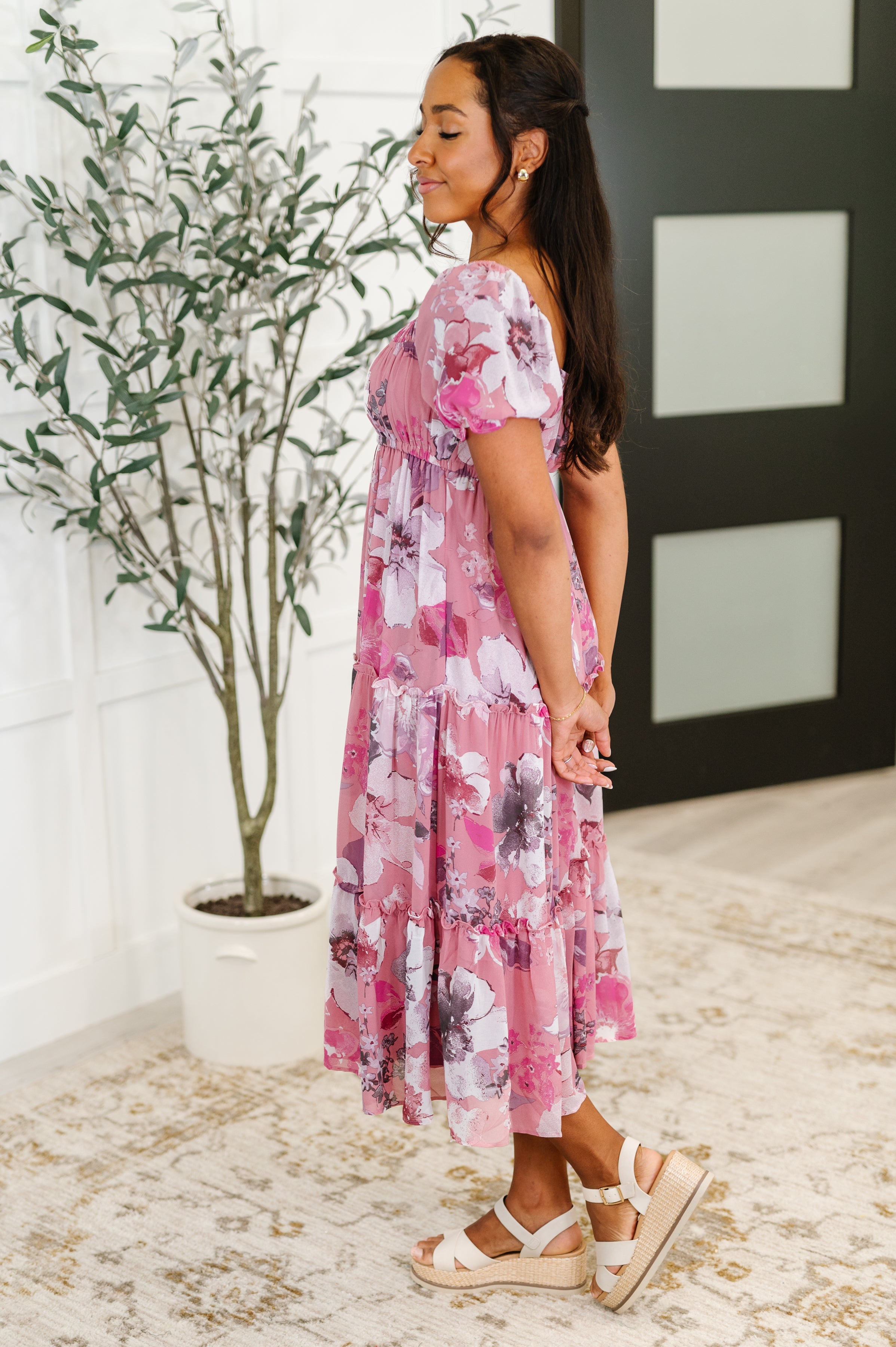 Sweetheart Club Square Neck Floral Dress