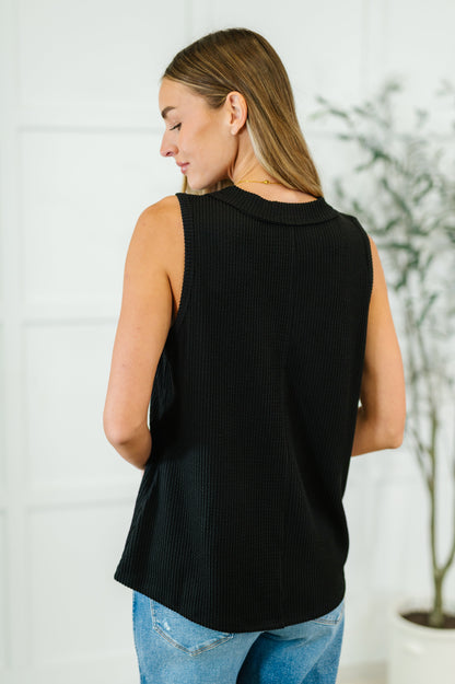 Thread Lightly Ribbed Knit Tank in Black