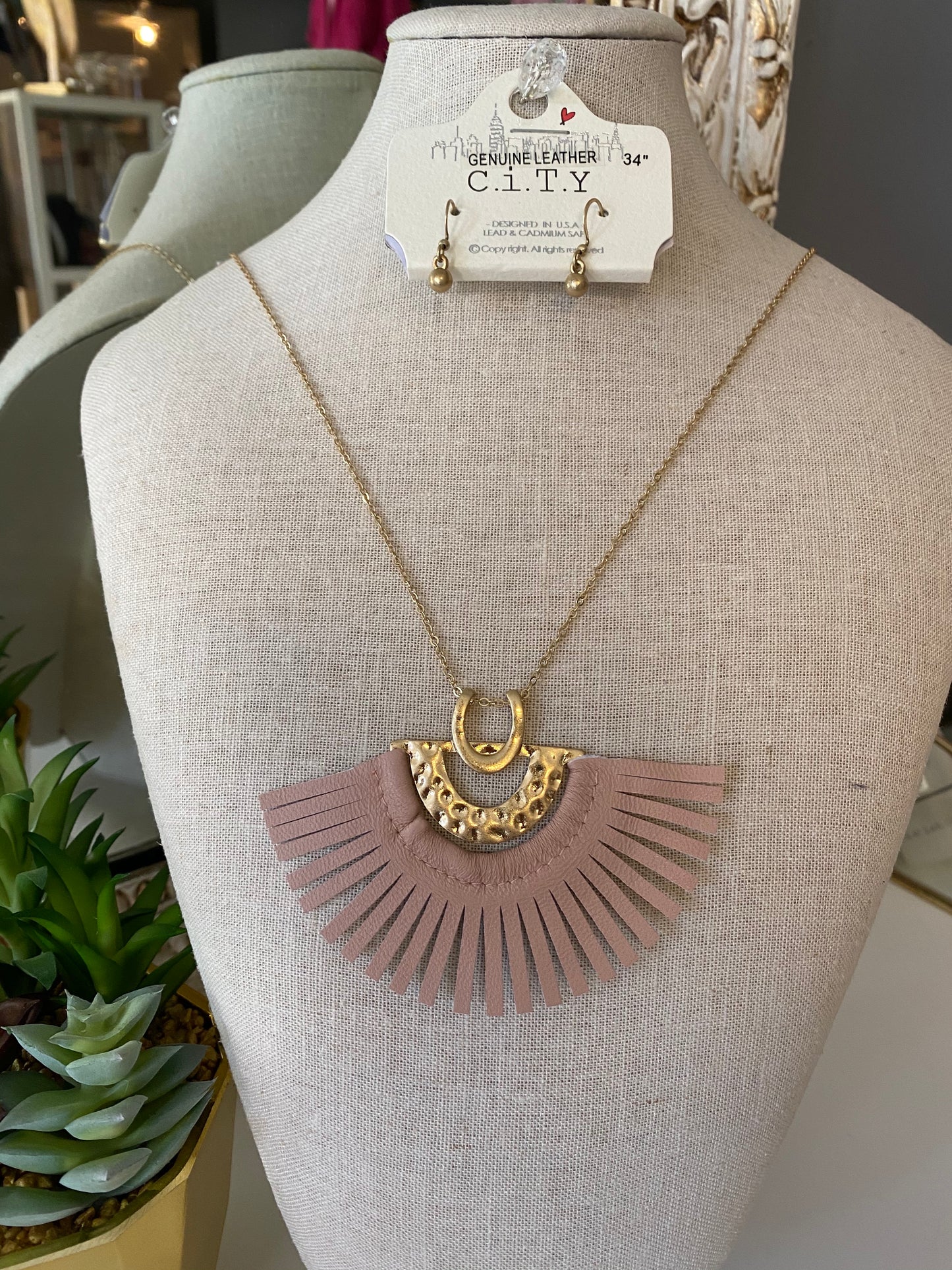 Leather Aztec Long Necklaces