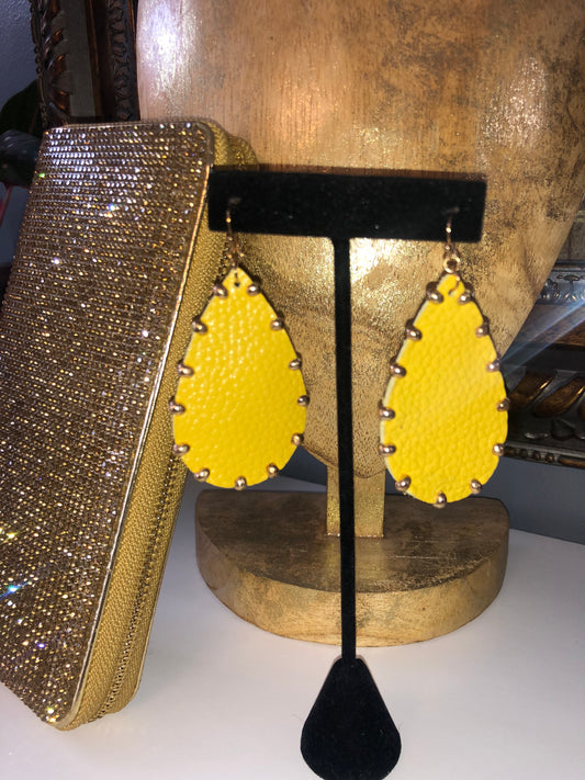 Teardrop Leather Studded Earring