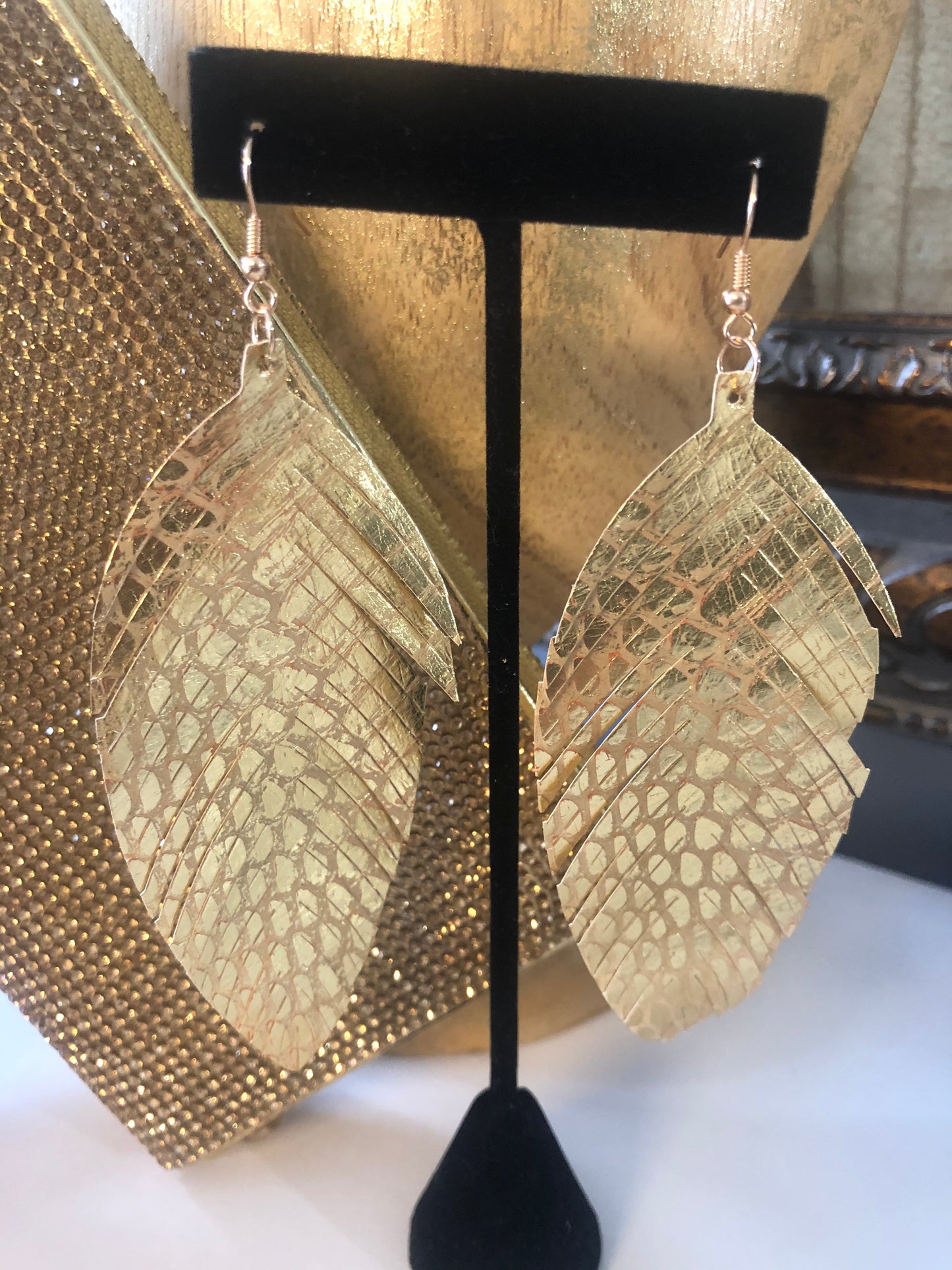 Leather Feather Earrings