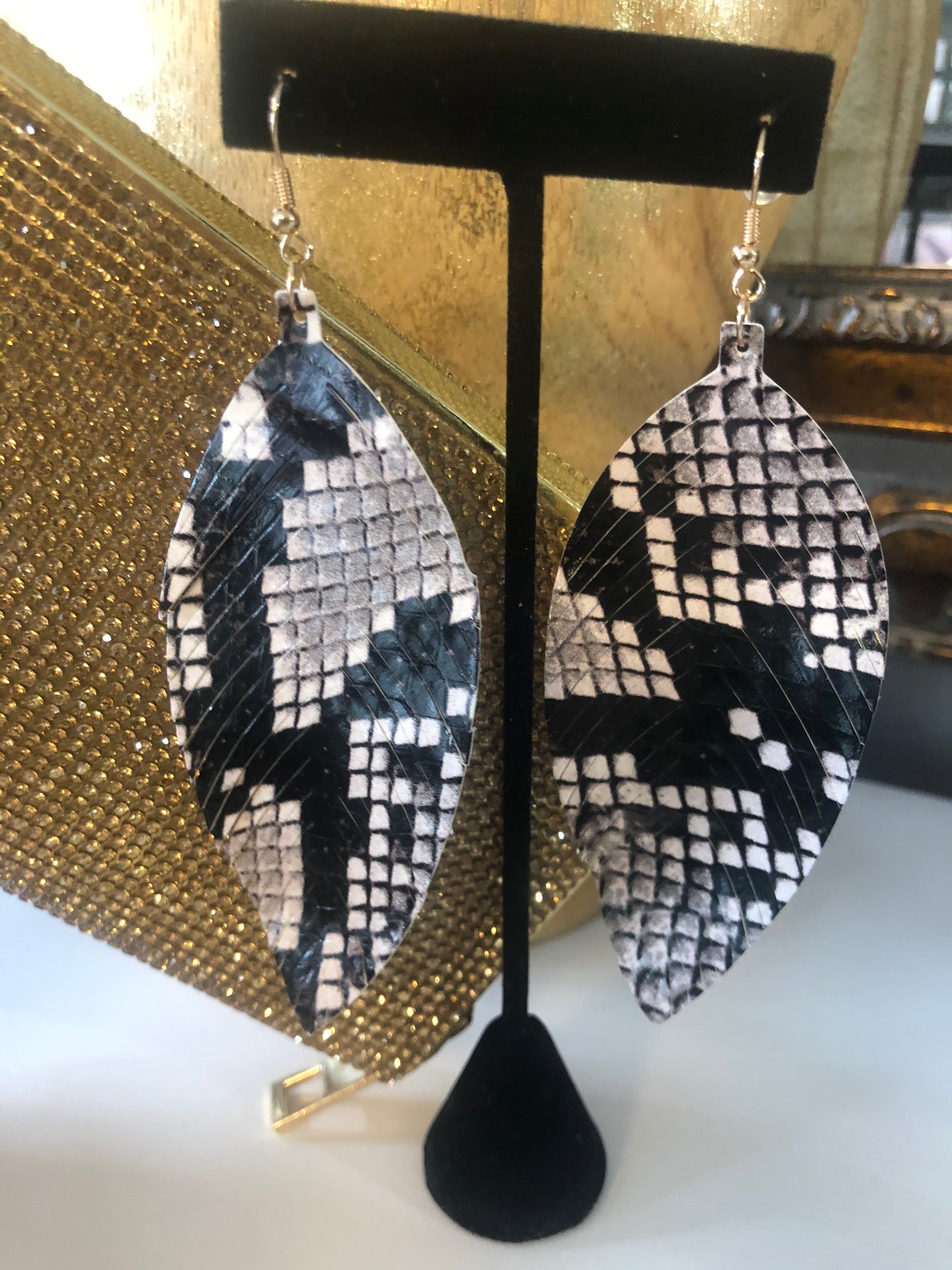 Leather Feather Earrings