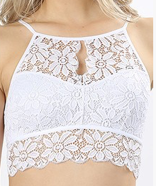 Keyhole High Neck Lace Bralette