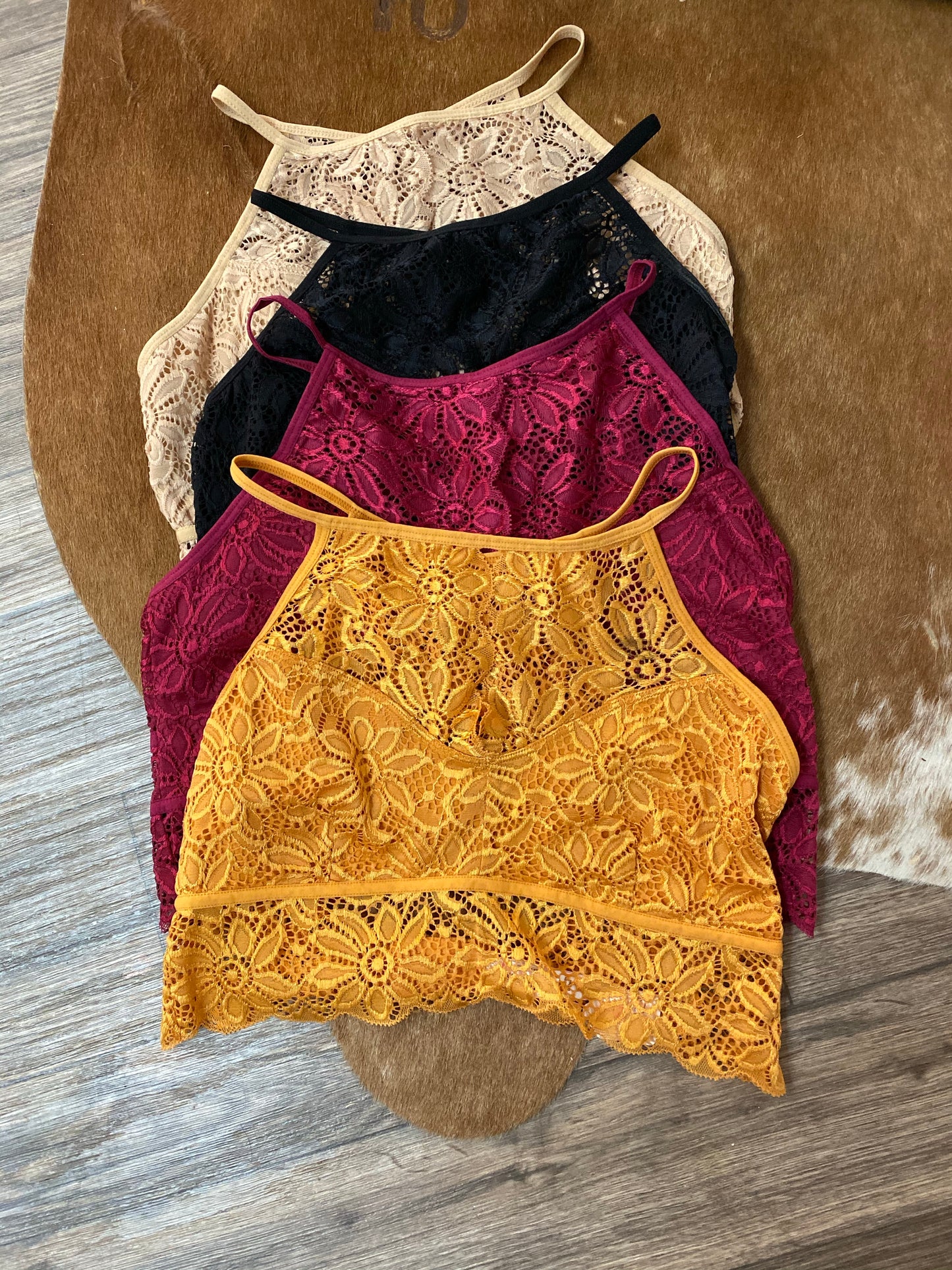 Keyhole High Neck Lace Bralette