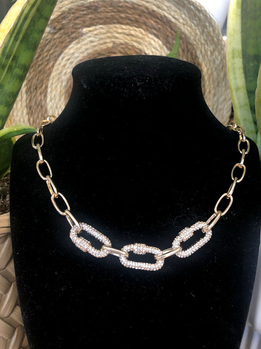 Triple Bling Lock Necklace